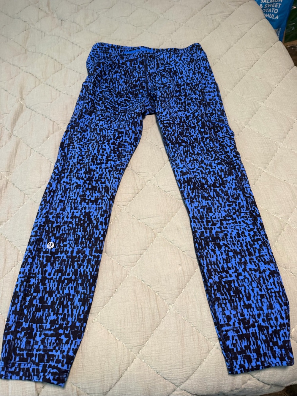 lululemon athletica Black and Blue Printed Active Leggings